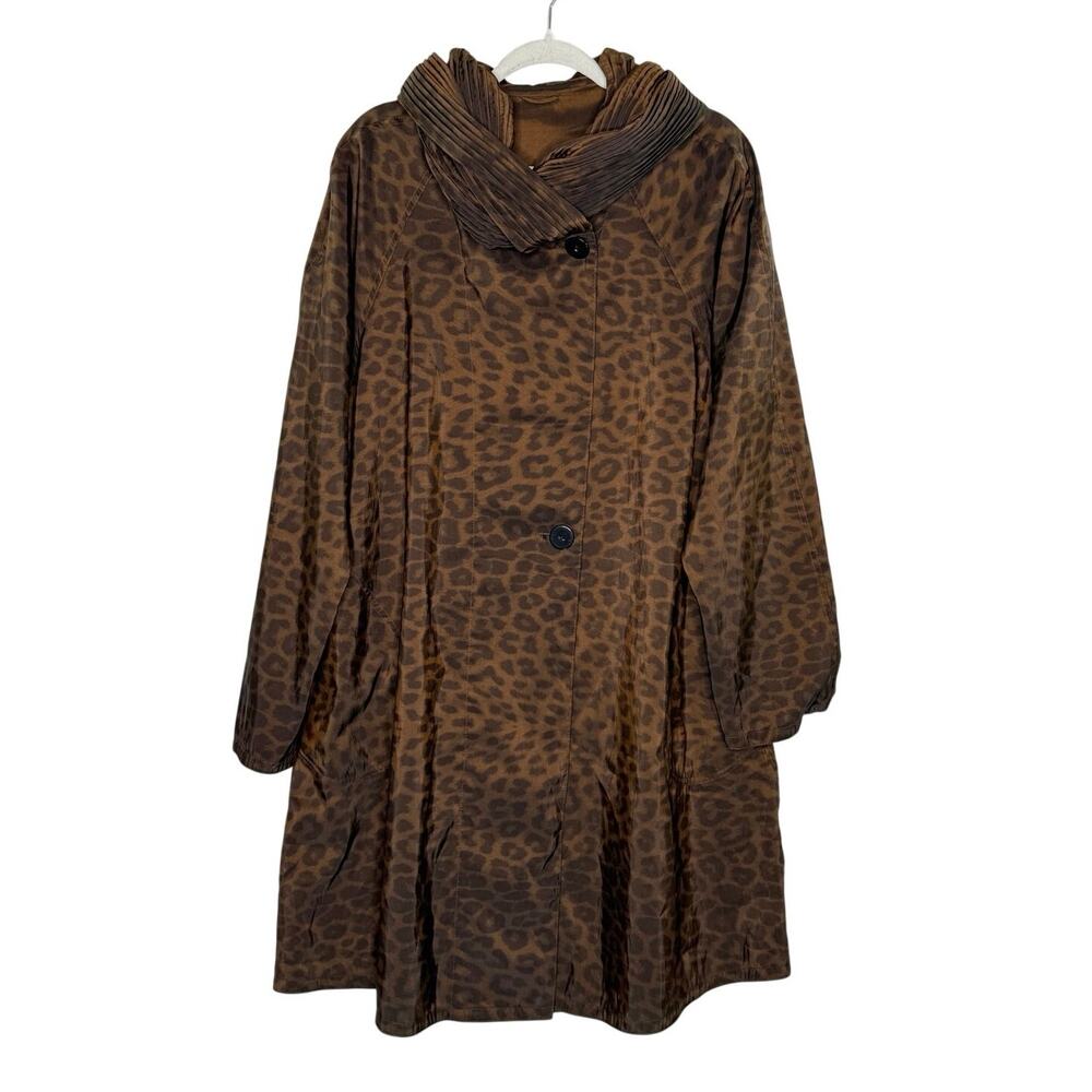 Mycra Pac Donatella Reversible Raincoat Jacket Womens Brown Black Leopard M